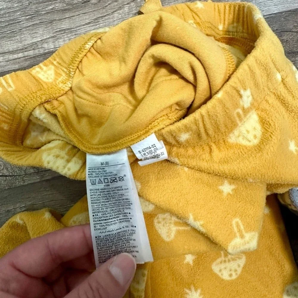 Old Navy Girls 2 Pack Fleece Pajama Jogger Pants Mushroom Stripe Yellow Blue M 8